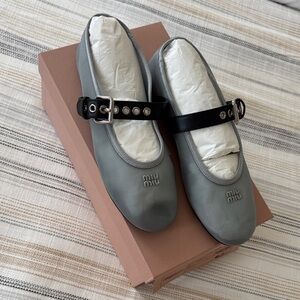 Miu Miu Black and Gray Women's Mary Jane